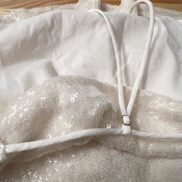 Amanda Uprichard | Kimball Cream Cowl Neck Sequin Top | L - Picture 15 of 15